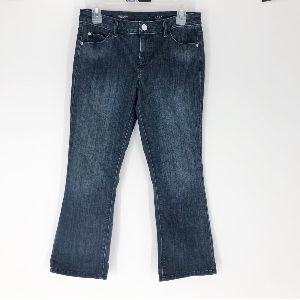 Vera Wang Size 4 Dark Wash Denim Cropped Jeans